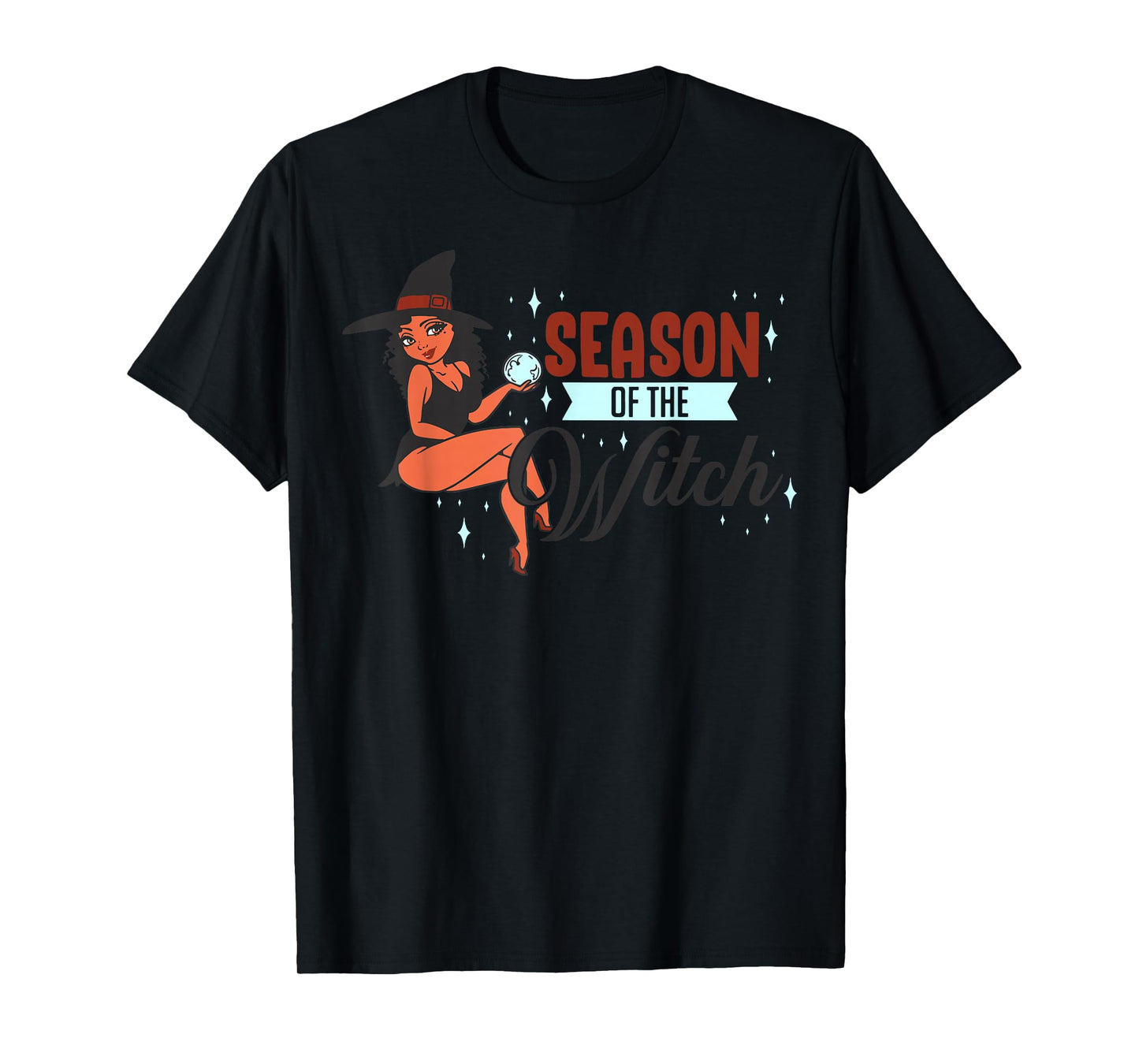 Funny Halloween Black Melanin Witch Season of The Witches T-Shirt