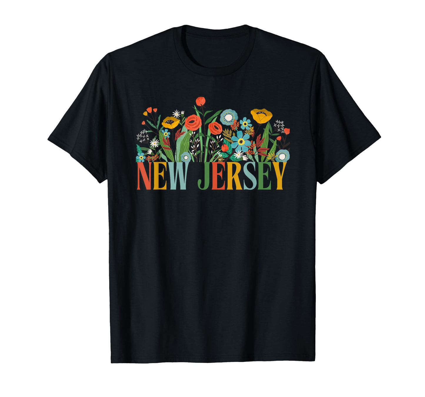 New Jersey Floral Garden State Vacation T-Shirt