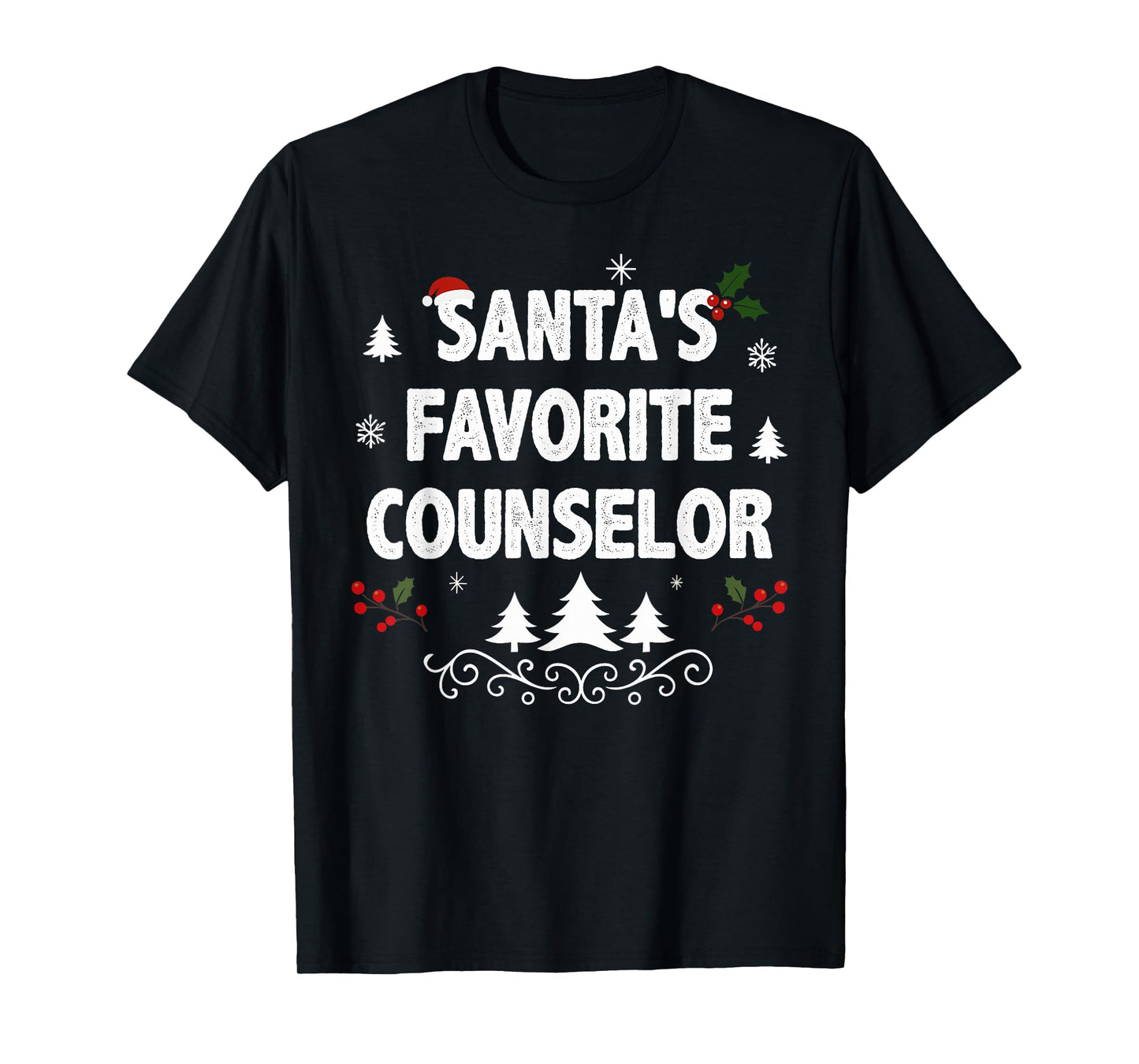 Santa's Favorite Counselor Funny Holiday Christmas Pajamas T-Shirt