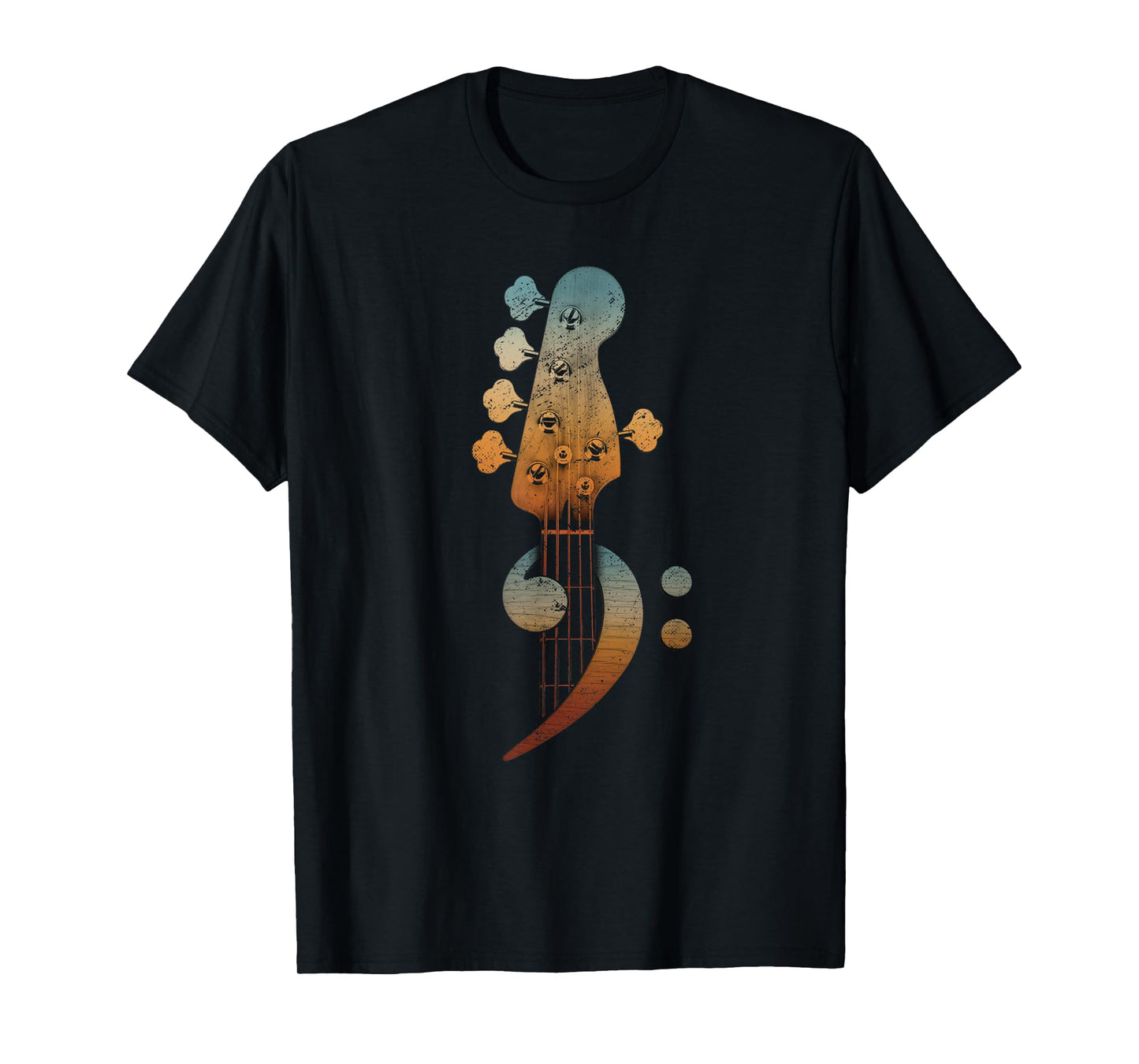 Five String Bass Guitar Bass Clef for Bassist Vintage T-Shirt