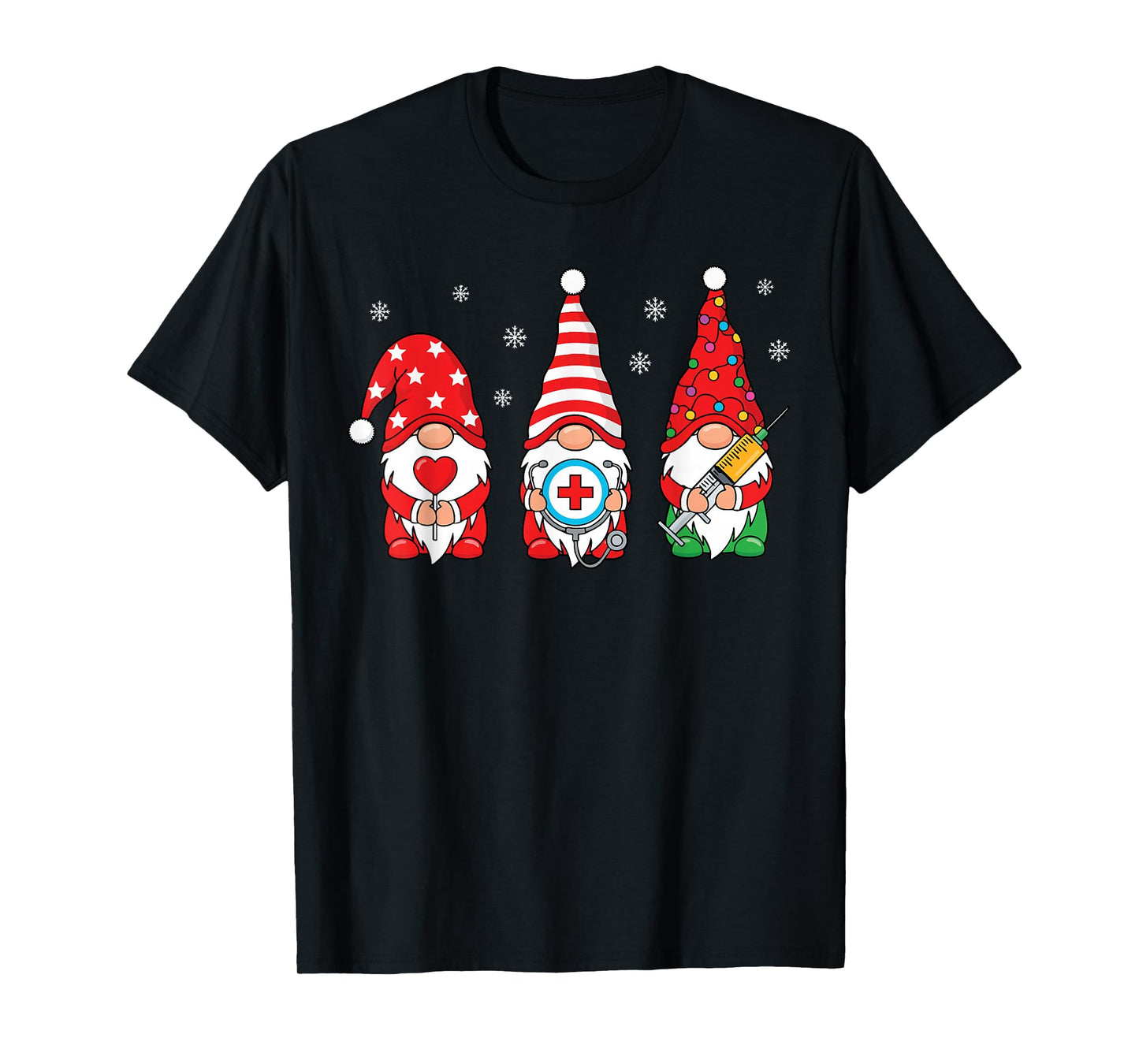 Nurse Christmas Gnomes Xmas Scrub Top ER Rn Nursing Gnomies T-Shirt