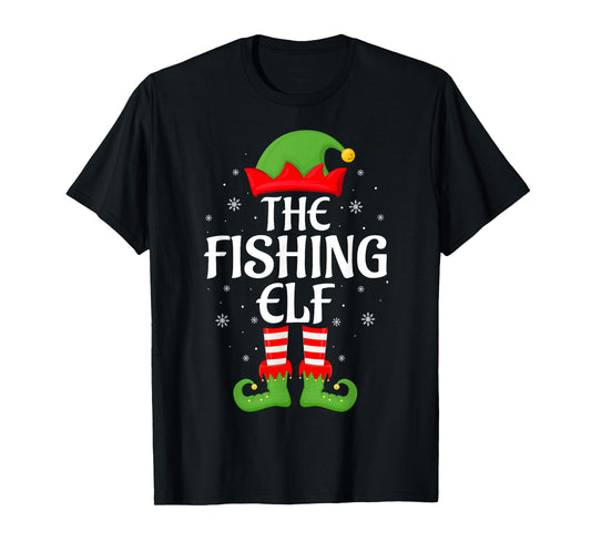 Fishing Elf Xmas Family Matching Elf Squad Christmas T-Shirt
