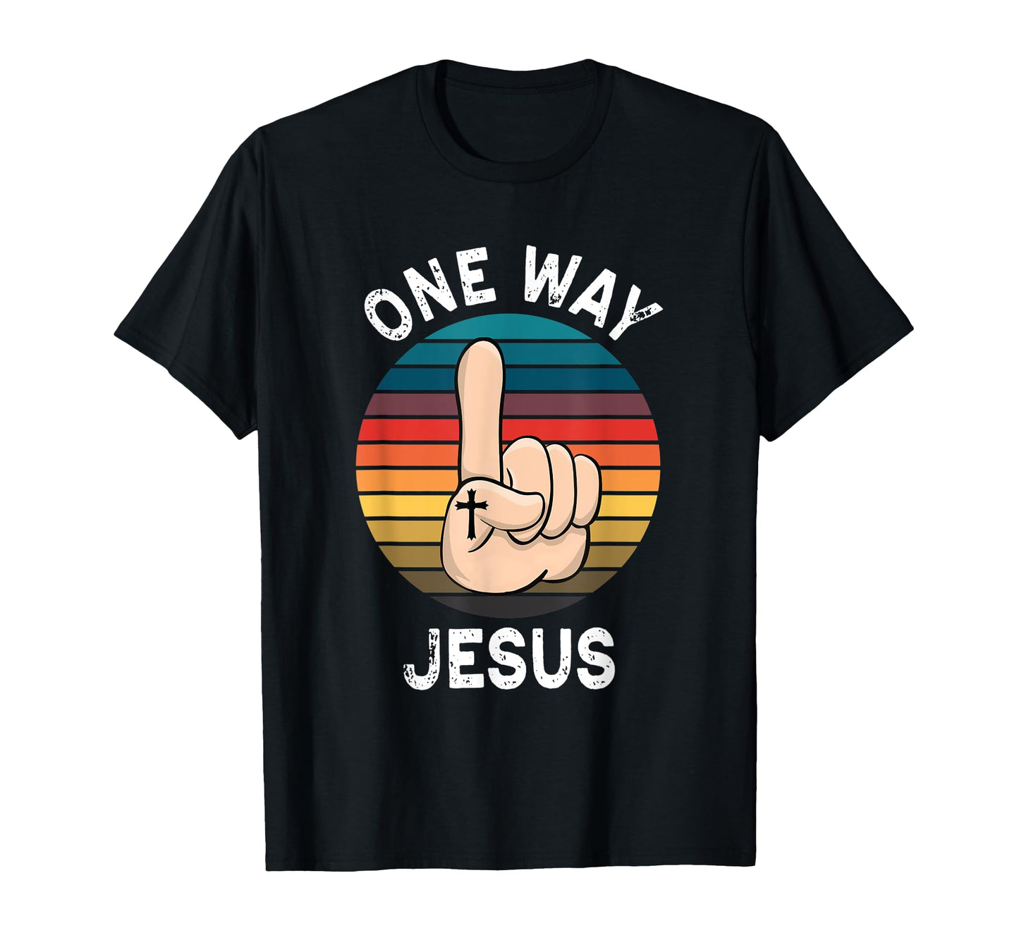 Vintage Finger Up People Christian Revolution One Way Jesus T-Shirt