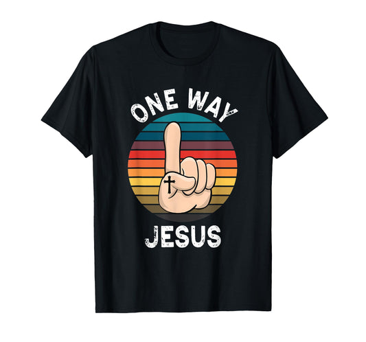 Vintage Finger Up People Christian Revolution One Way Jesus T-Shirt