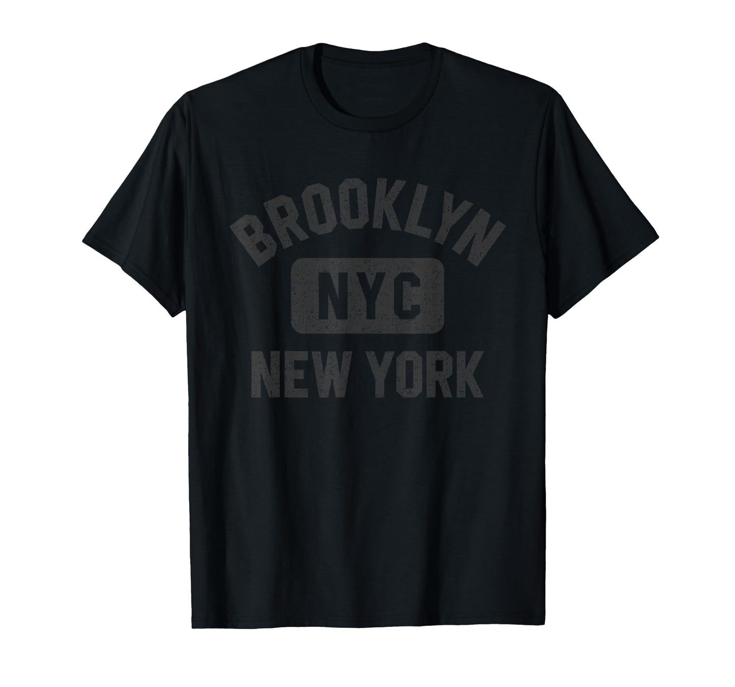 Brooklyn New York Gym Style Distressed Black Print T-Shirt