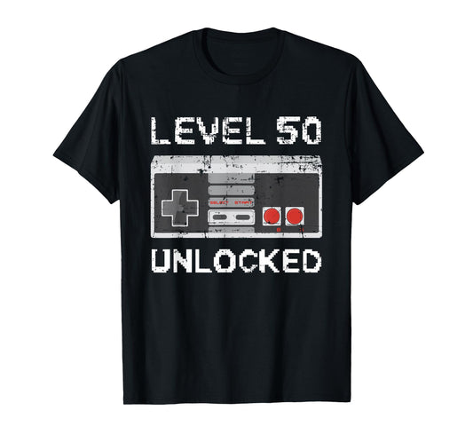 Level 50 Unlocked 50th Birthday Tee 50 Years Old T-Shirt