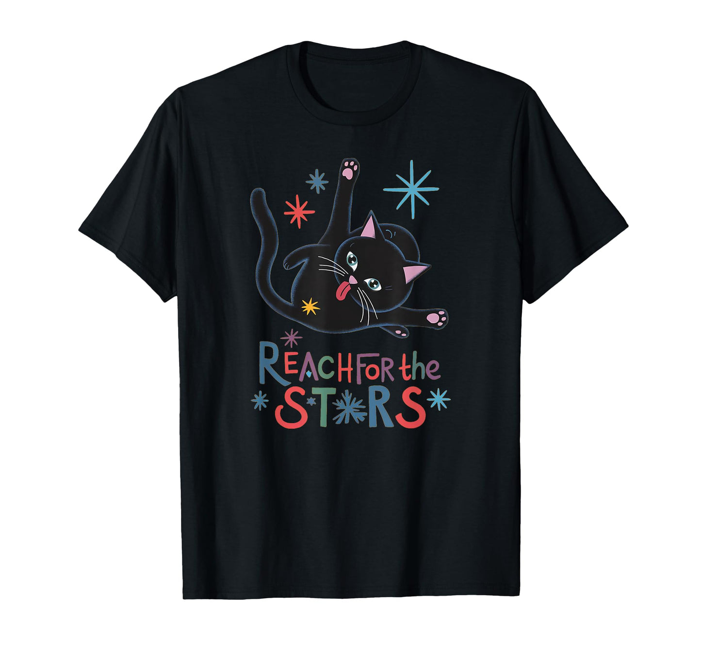 Reach For The Stars - Funny Cute Cat Licking Butt Men Women T-Shirt
