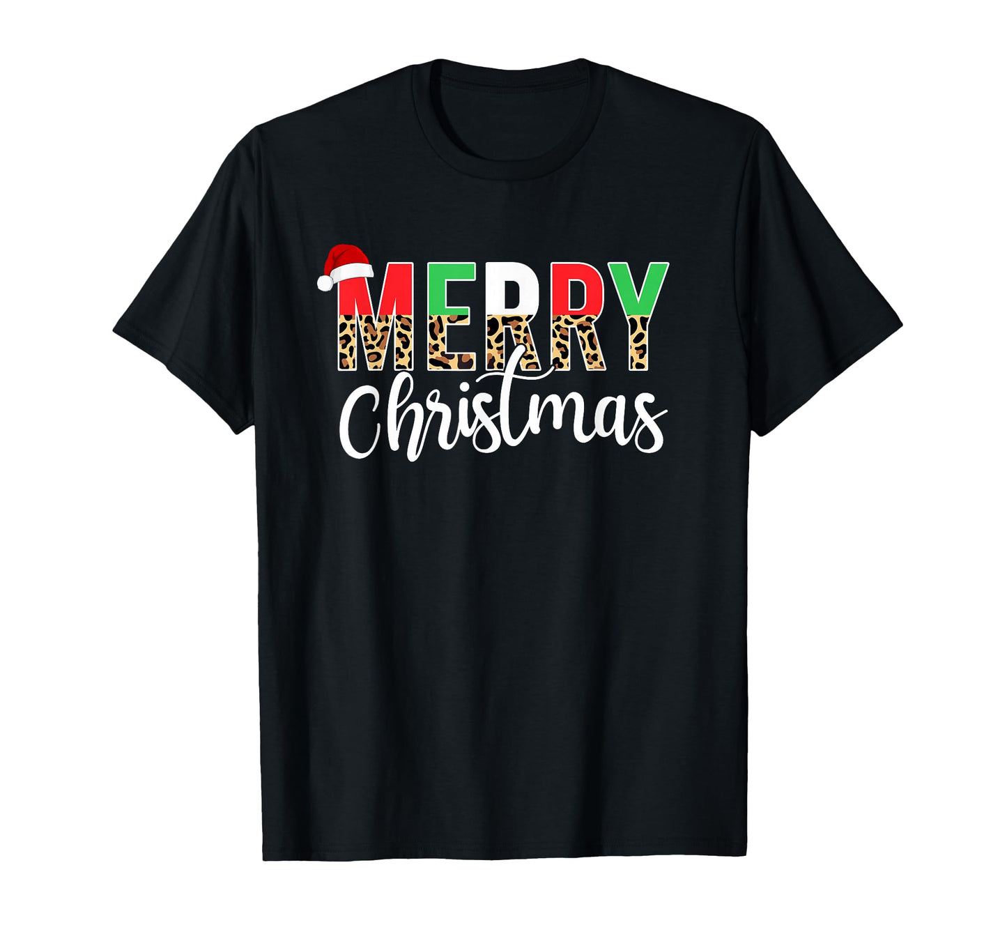 Merry Christmas Leopard Print Xmas Family Matching Men Women T-Shirt