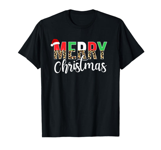 Merry Christmas Leopard Print Xmas Family Matching Men Women T-Shirt