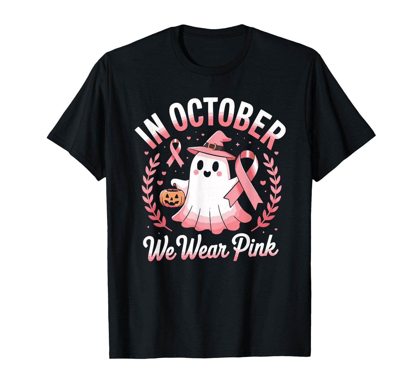 October Ghost Design Celebrating Breast Cancer Awareness T-Shirt