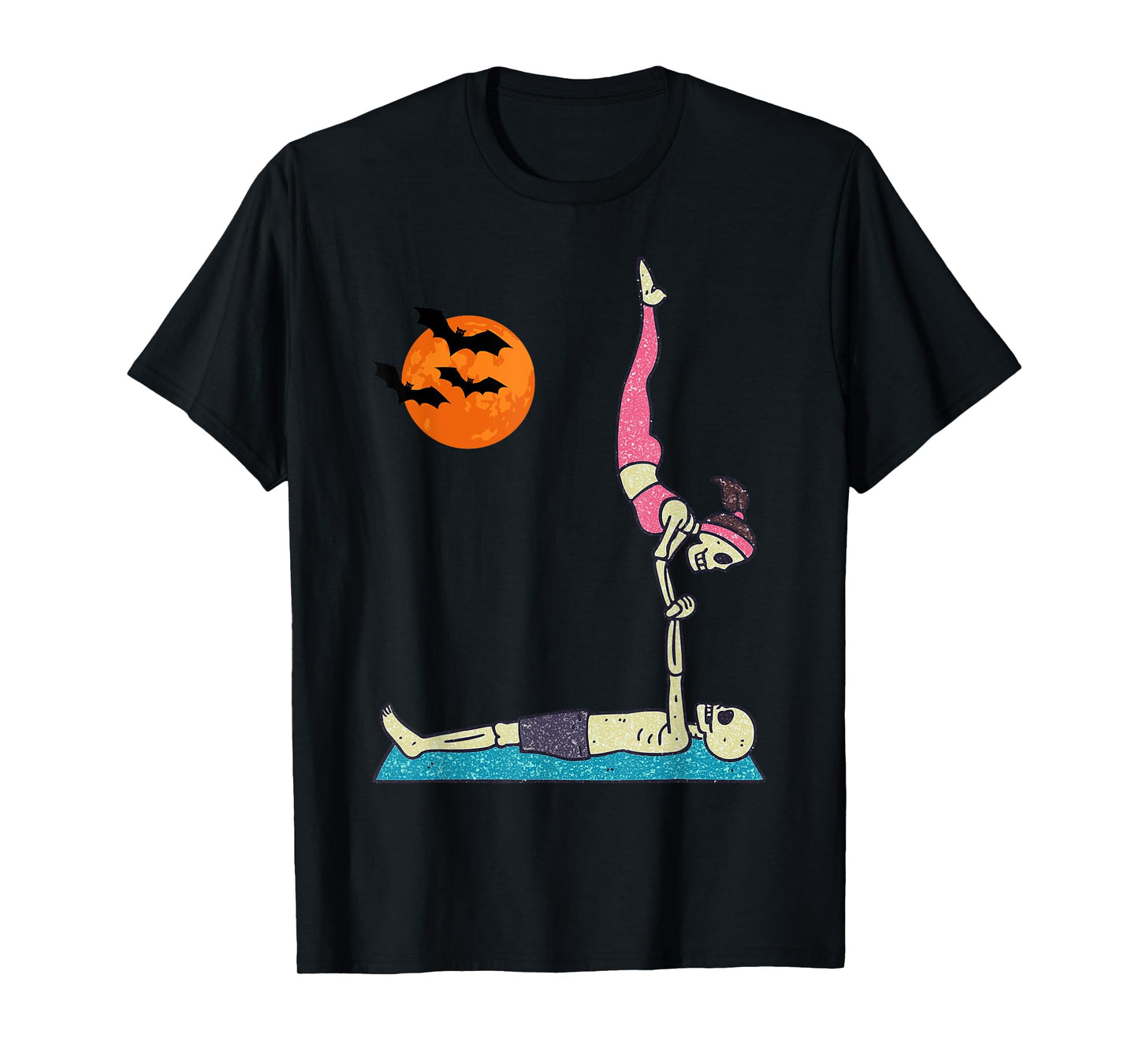 Vintage Halloween Skeleton Yoga Funny Spooky Costume T-Shirt