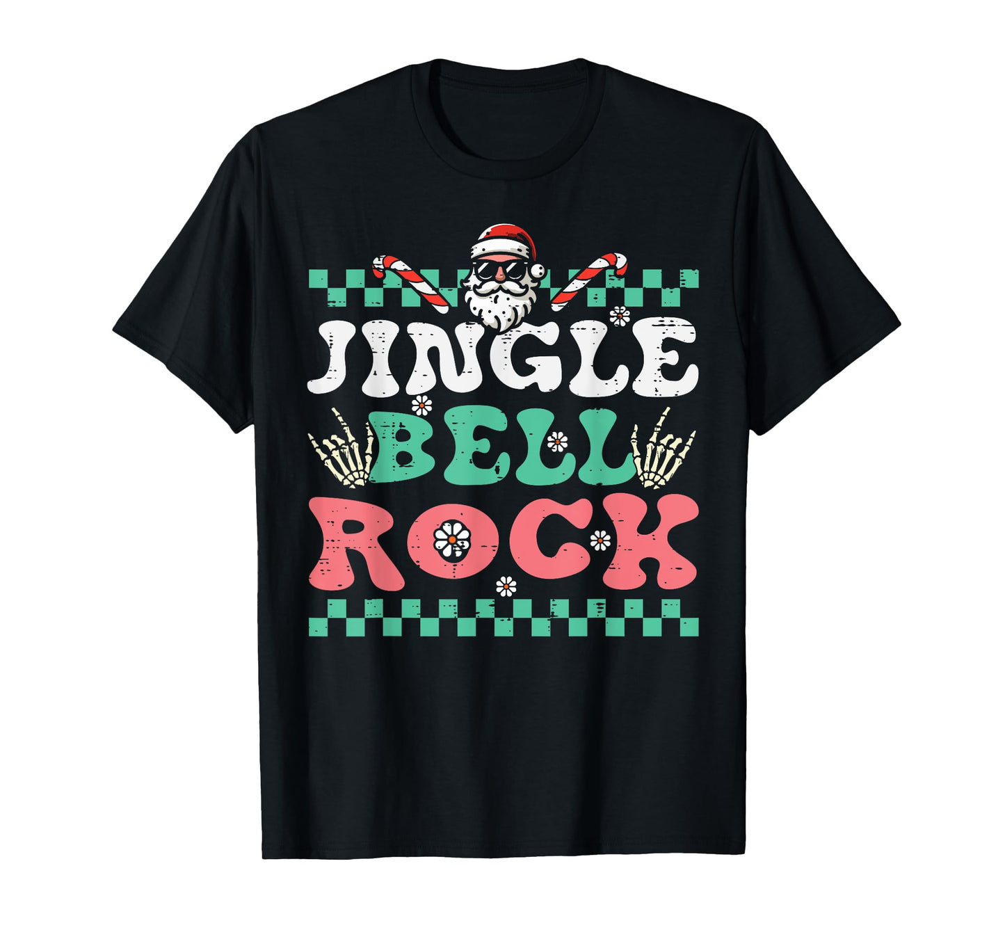 Christmas Jingle Bell Rock Retro Xmas Groovy Men Women Kids T-Shirt