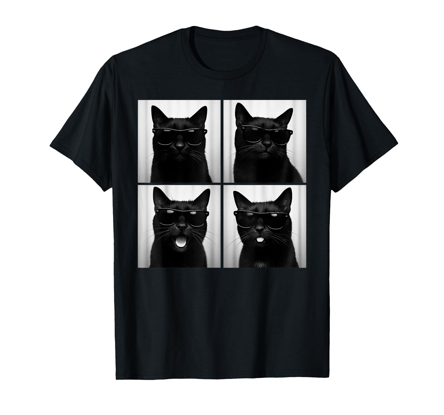 Funny Black Cat Lover Cute Photo Booth T-Shirt