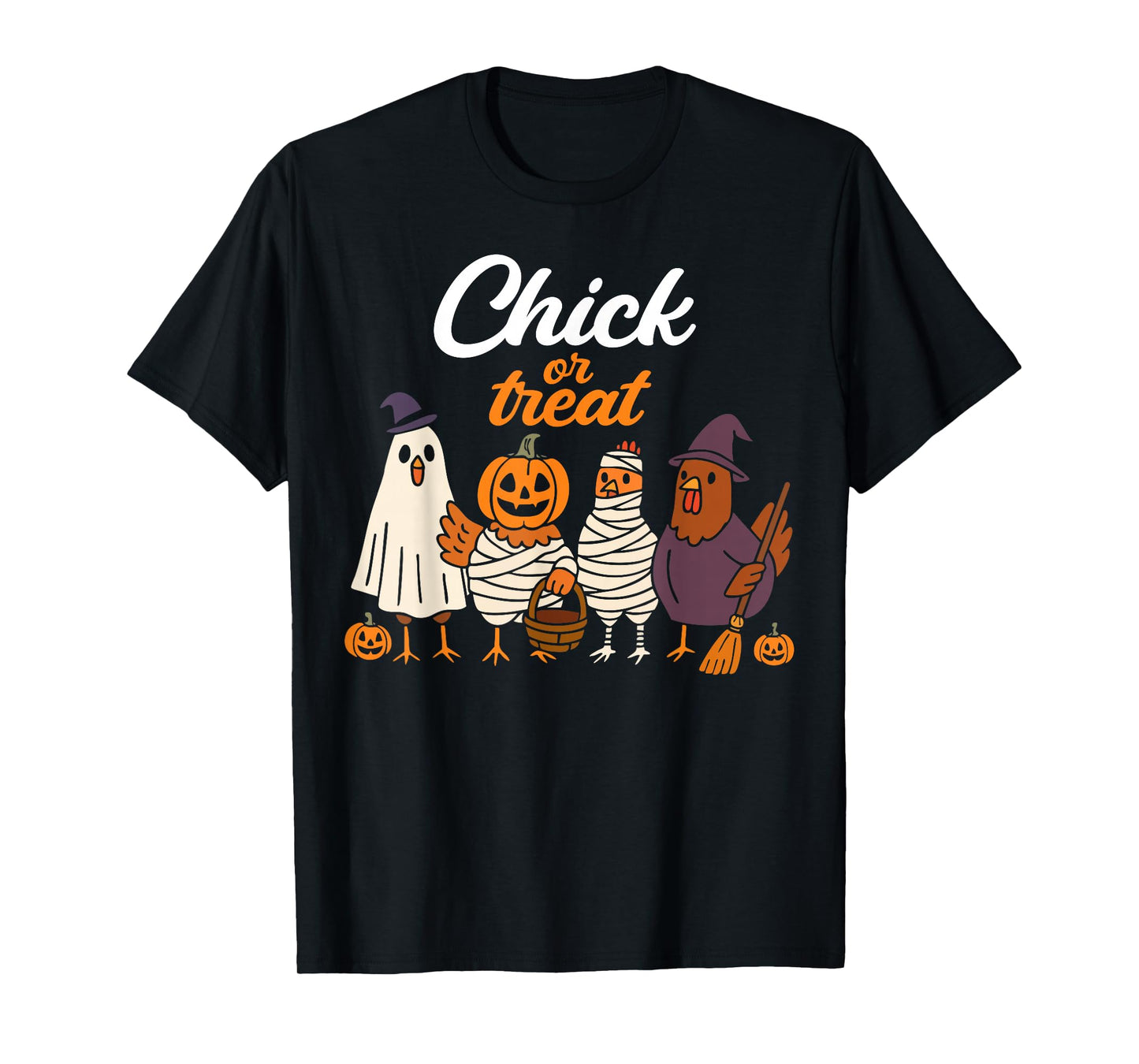 Chick Or Treat Funny Halloween Pumpkin Ghost Spooky Chicken T-Shirt