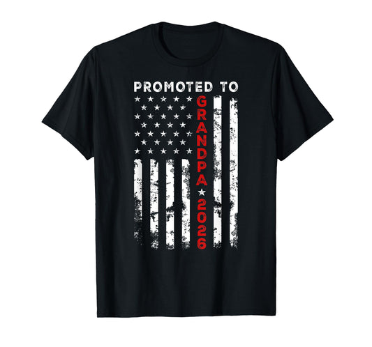 Vintage USA American Flag Promoted To Grandpa Again est 2026 Men T-Shirt
