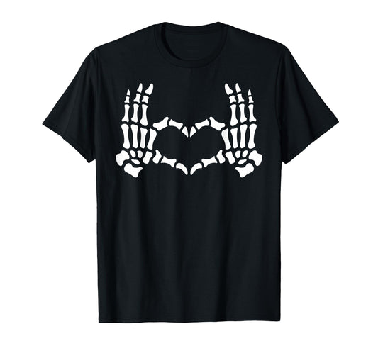 Skeleton Hands Heart Sign Retro Halloween Skeleton Hand Sign T-Shirt