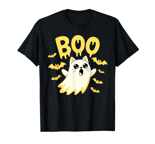 CAT Ghost Boo Cute Kitty Cats Lover Halloween Women Men T-Shirt