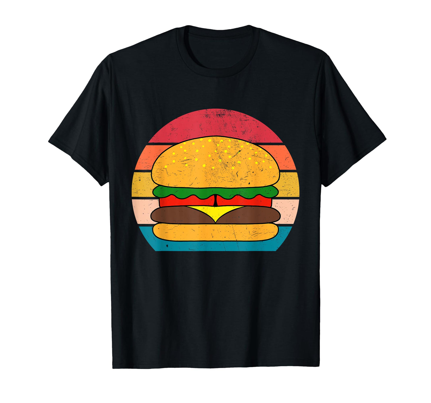 Retro Vintage Cheeseburger Hamburger Art for Kids Men Women T-Shirt