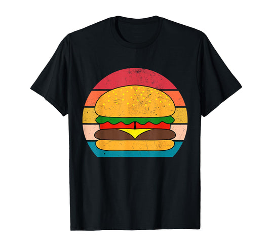 Retro Vintage Cheeseburger Hamburger Art for Kids Men Women T-Shirt
