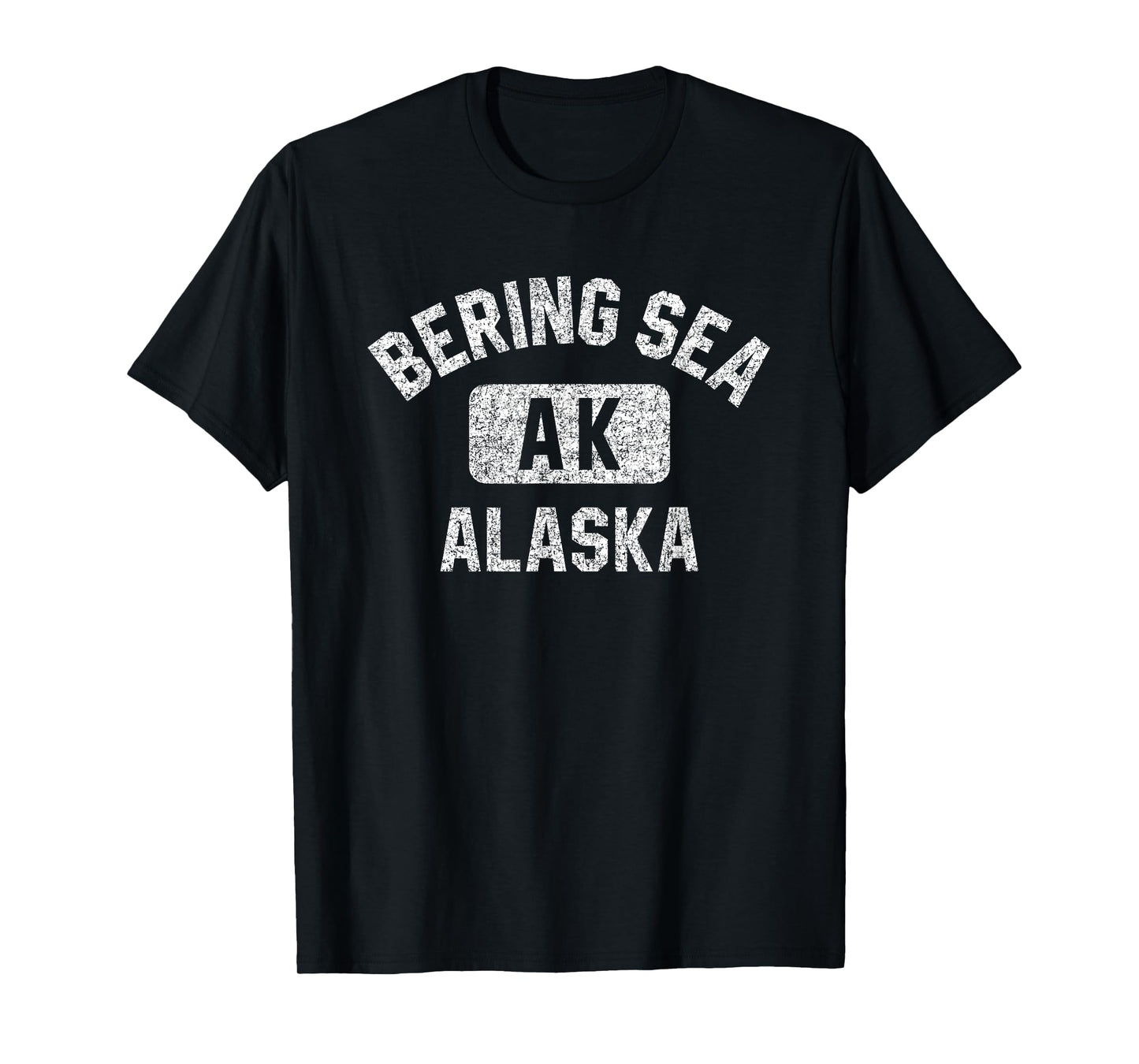 Bering Sea Alaska Gym Style Distressed White Print T-Shirt