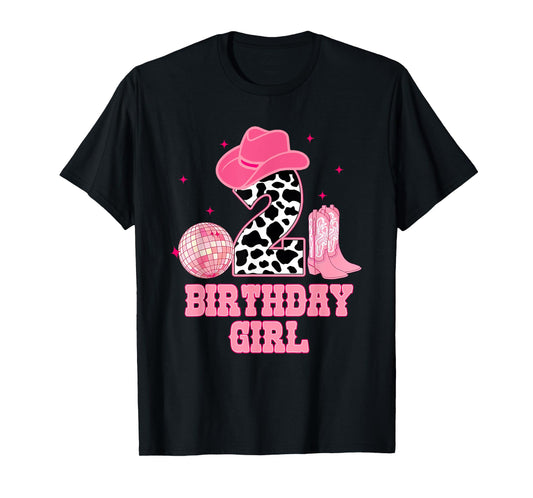 Happy 2nd Birthday Girl Outfit Rodeo Western Cowgirl Cowboy T-Shirt