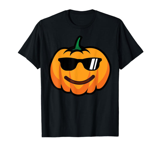 Halloween Pumpkin Smile Face Sunglasses Costume Funny T-Shirt