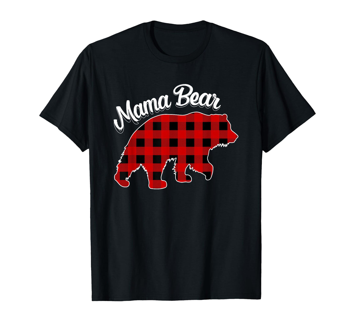 Matching Family Buffalo Plaid Mama Bear Christmas Pajamas T-Shirt