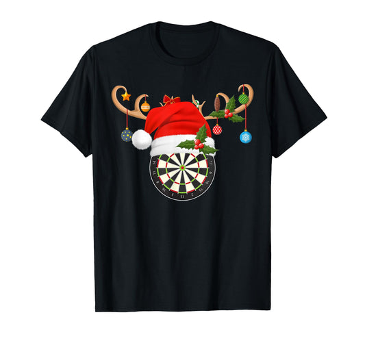 Darts Christmas Pajama Reindeer Santa Hat Sports Player Xmas T-Shirt