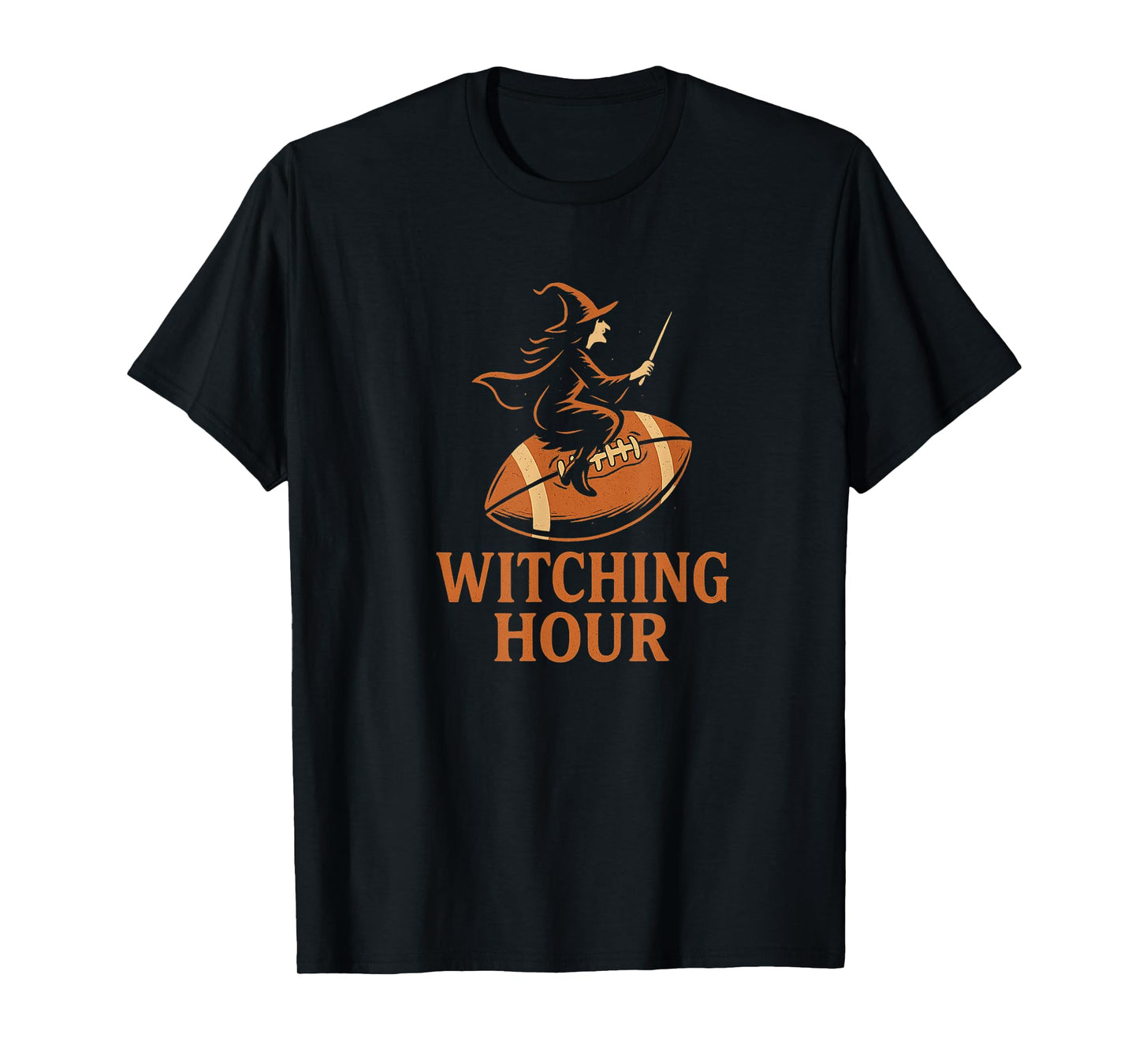 Witching Hour Football Halloween Witch Design T-Shirt
