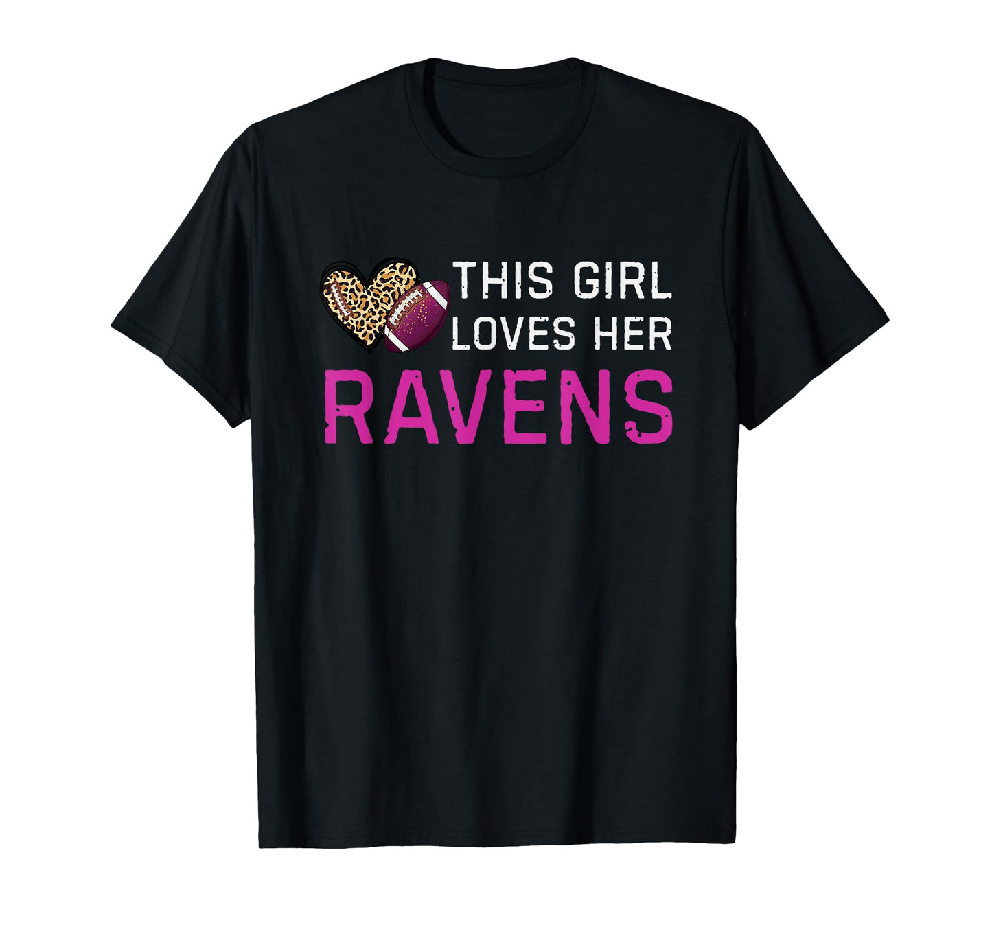 This Girl Loves Her Ravens Vintage Leopard Style T-Shirt