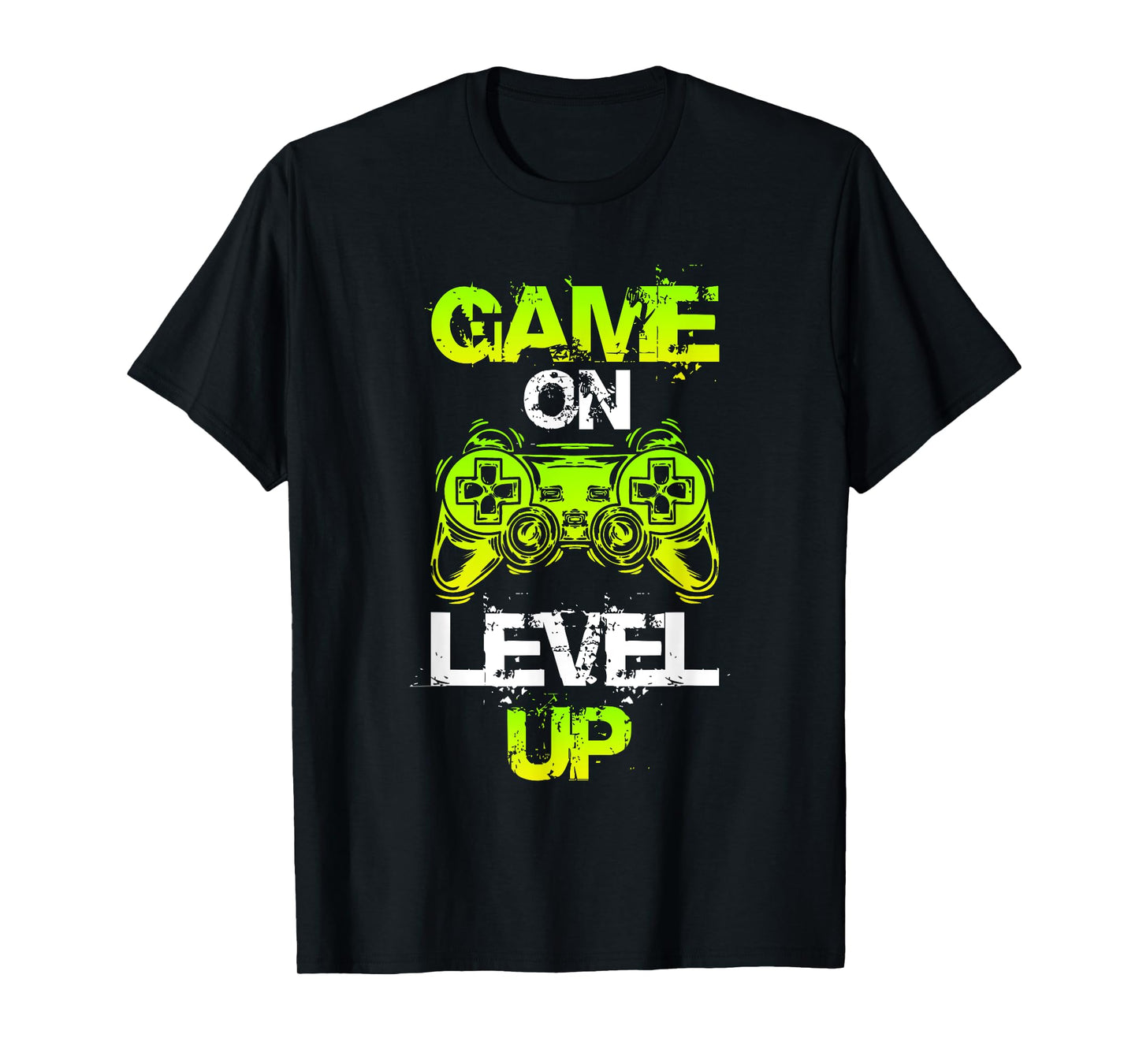 Gaming Apparel GAME ON LEVEL UP Gaming T-Shirt - Unisex-Adults, Unisex-Kids - Black - Small - Short Sleeve - T-Shirt