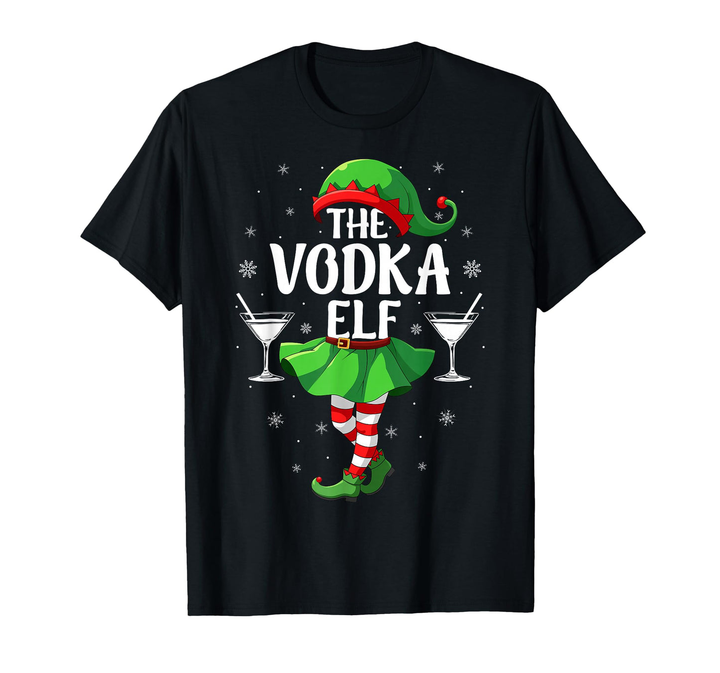 Vodka Elf Christmas Girls Women Elf Squad Xmas Family T-Shirt