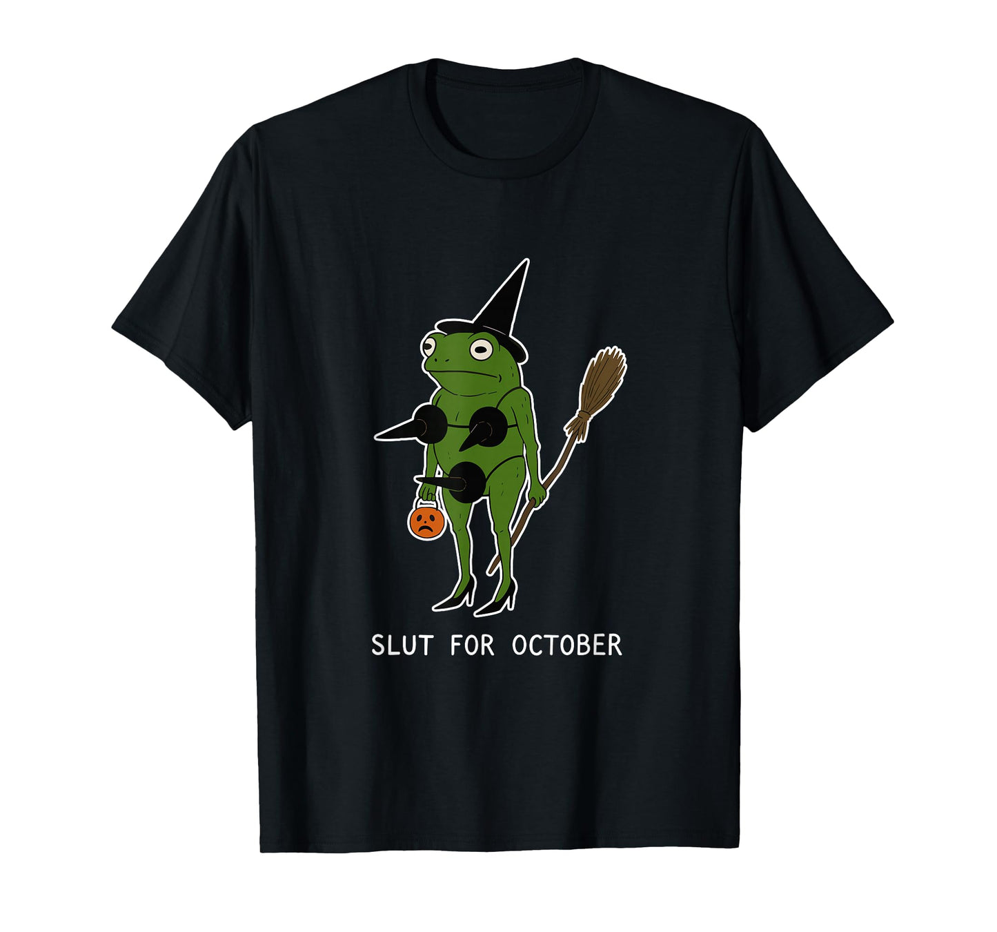 Slut for October Halloween Frog Wizard Frog Witch Frog Meme T-Shirt
