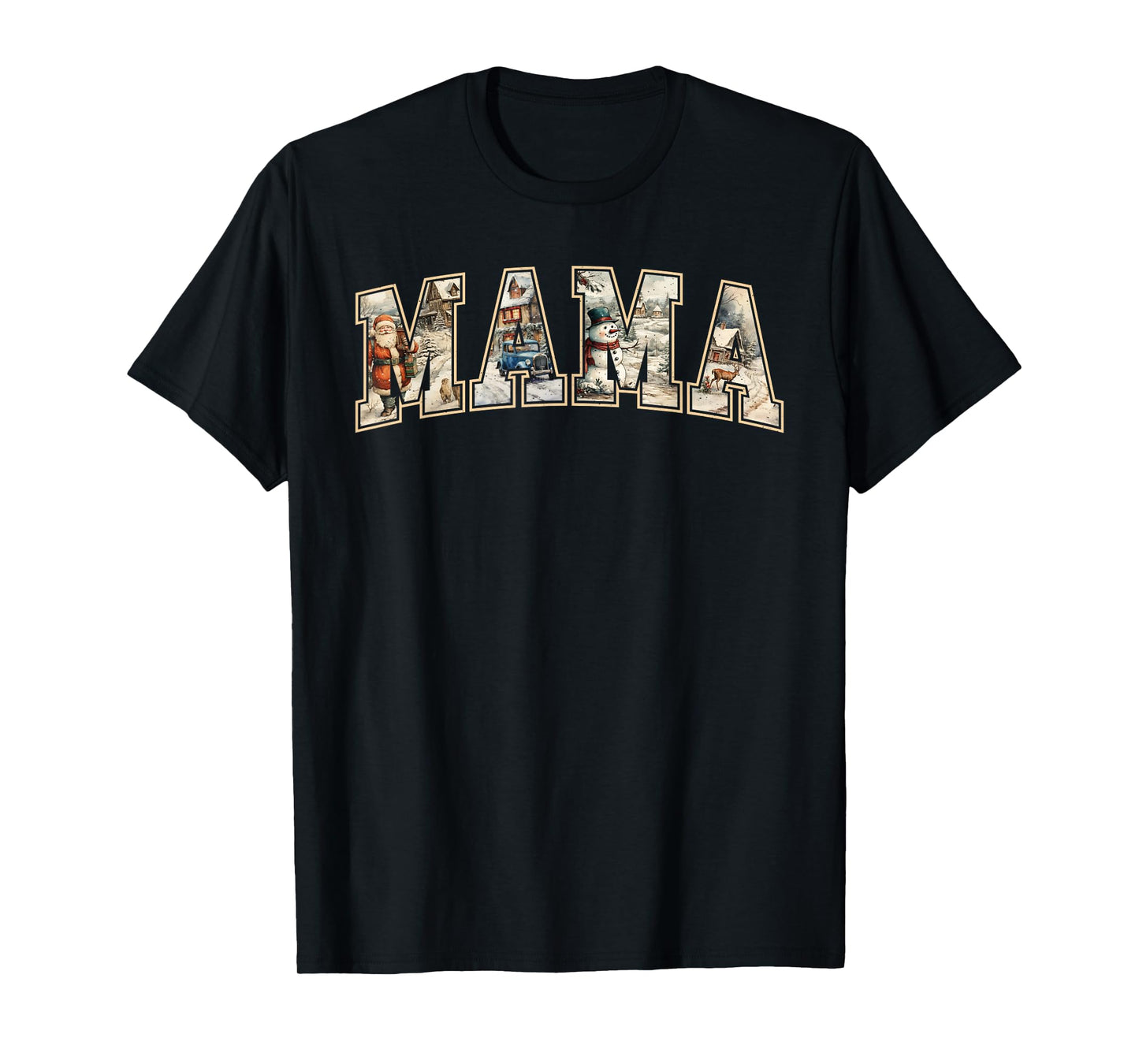 Mama Christmas Vintage Xmas Mom Family Matching Women T-Shirt