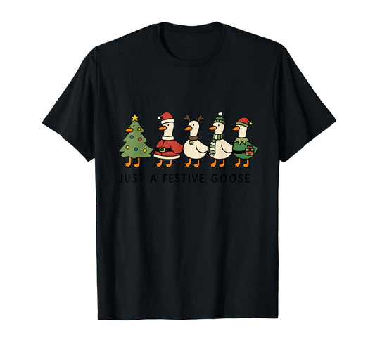 Festive Goose Christmas Funny Cute Goose Christmas Party T-Shirt