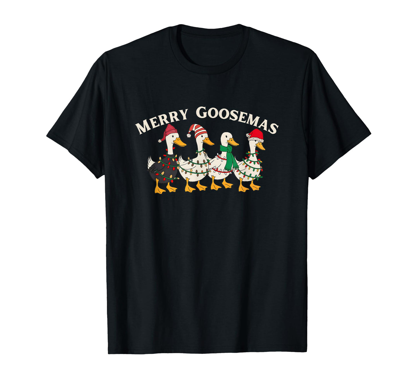 Cute Christmas Silly Goose Holiday Festive Santa Hat Geese T-Shirt