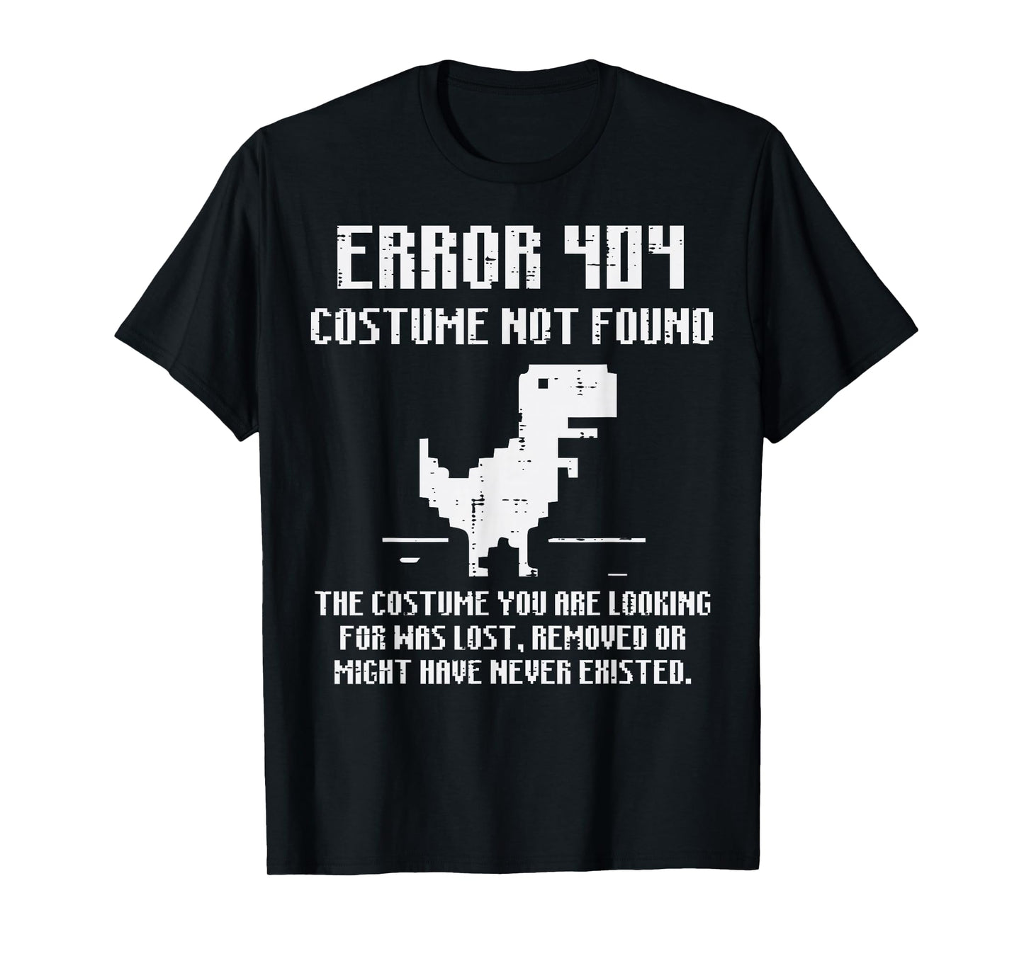Halloween Dino Error 404 Costume Funny Tech Men Women Kids T-Shirt