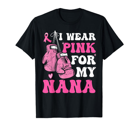 I Wear Pink For My Nana Breast Cancer Awareness Grandma Kids T-Shirt