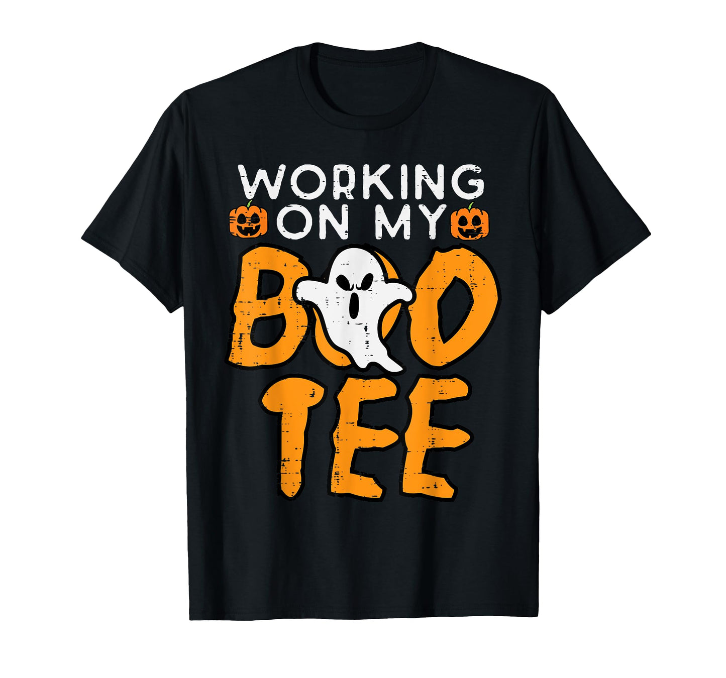 Working On My Boo Tee Gym Fun Yoga Pilates Fitness Halloween T-Shirt