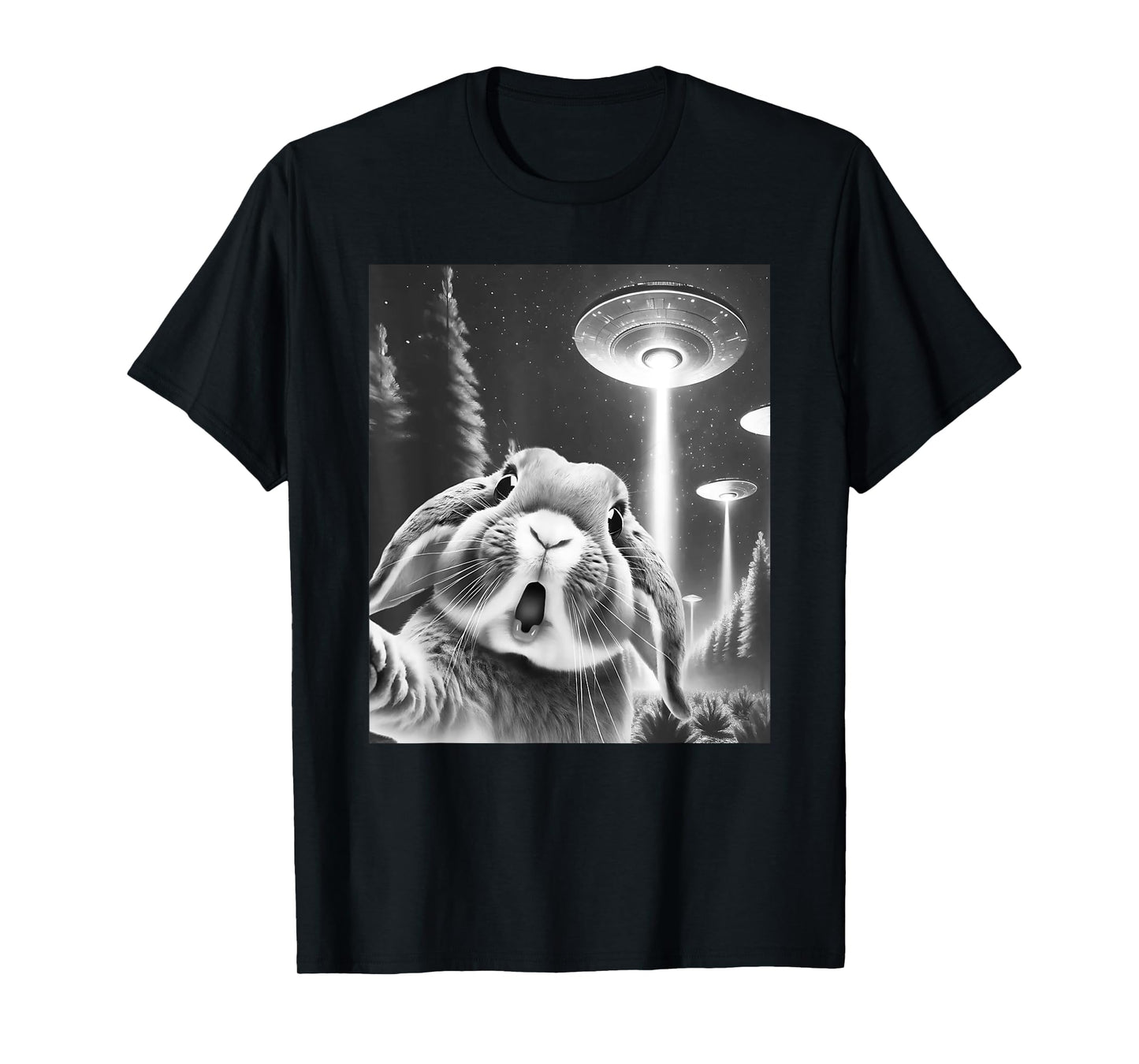 Funny Rabbit Alien UFO Taking a Selfie Animal Lover T-Shirt
