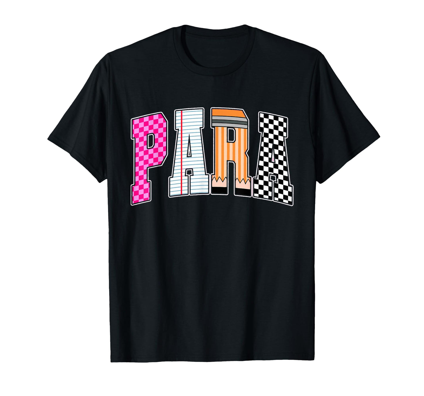 Retro Checkered Funny Para Back To School Occupation Teacher T-Shirt