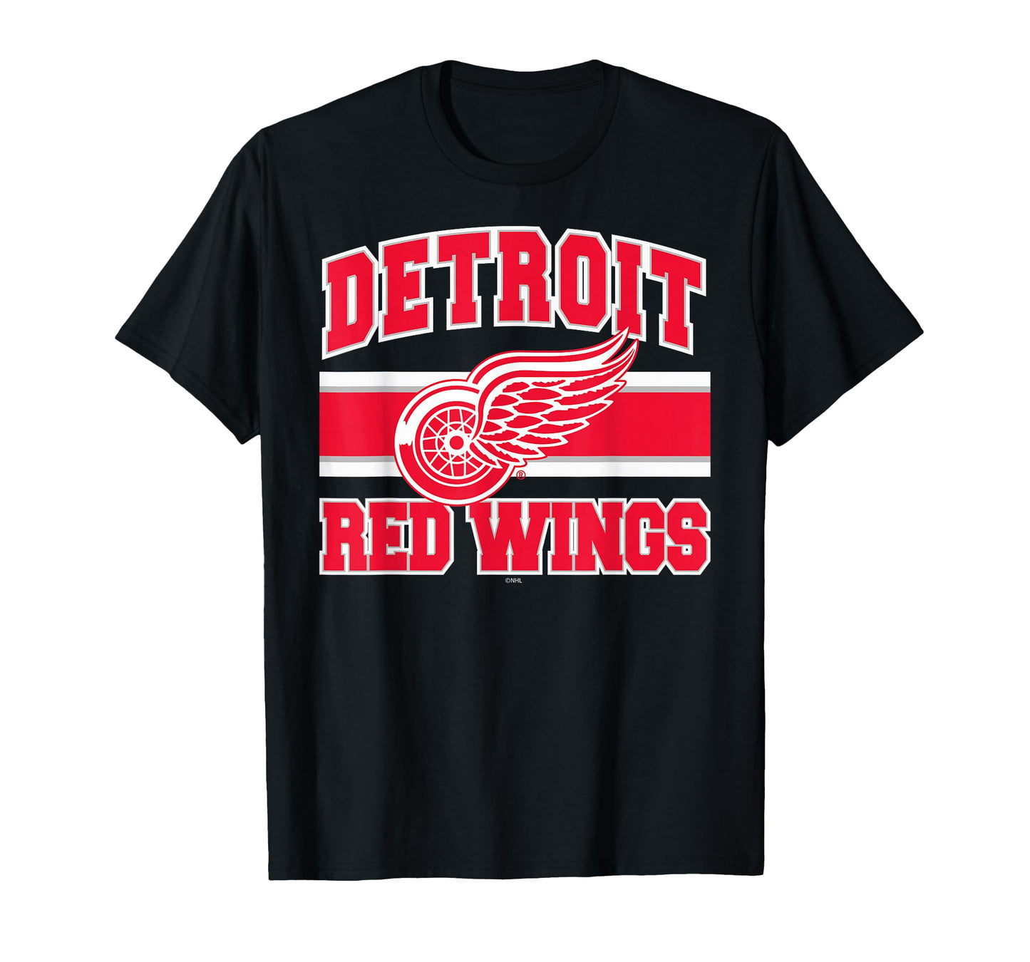 Detroit Red Wings Stripe Black Officially Licensed T-Shirt