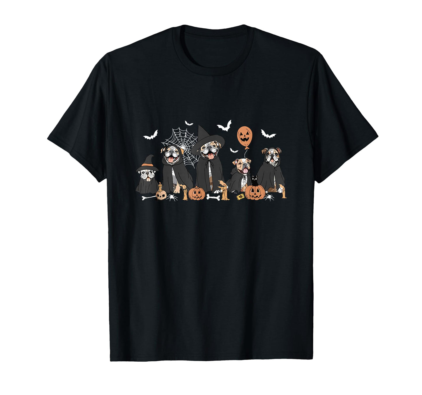 Witch English Bulldog Halloween Ghost Bulldog Dog Mom T-Shirt