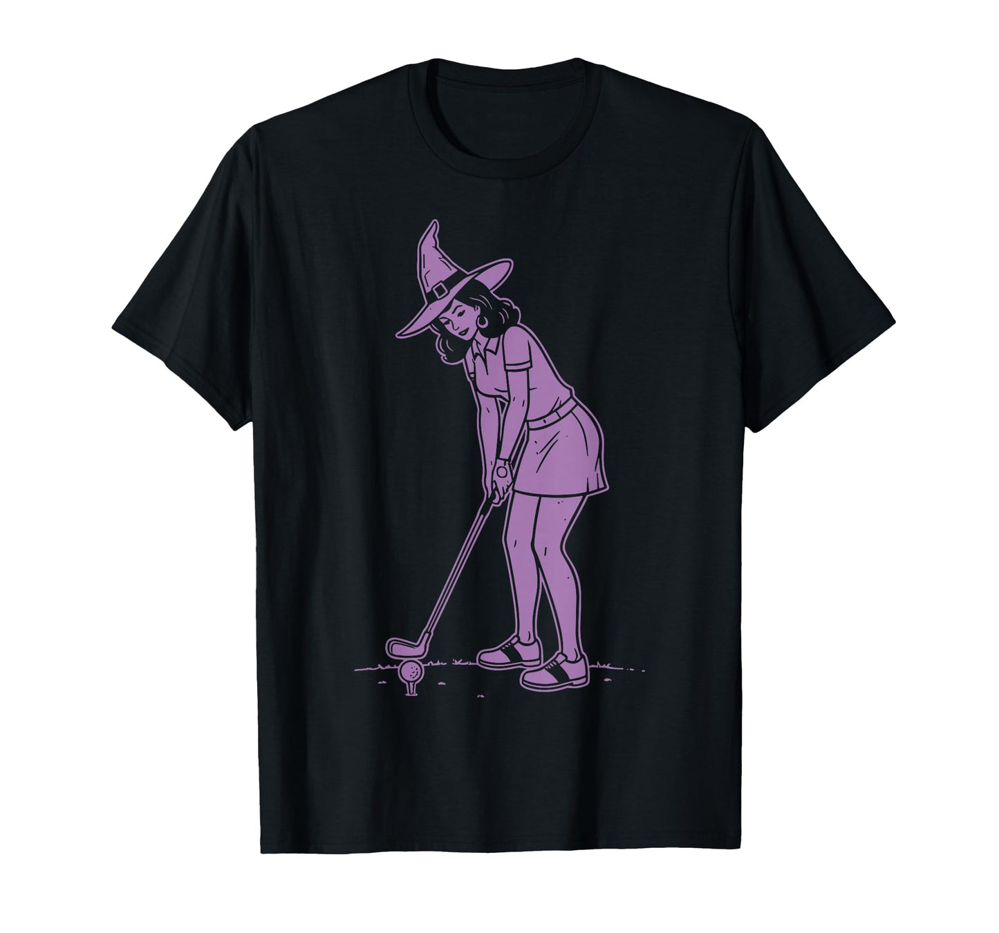 Cute Halloween Golf Golfing Pin-up Witch Golfer Woman T-Shirt