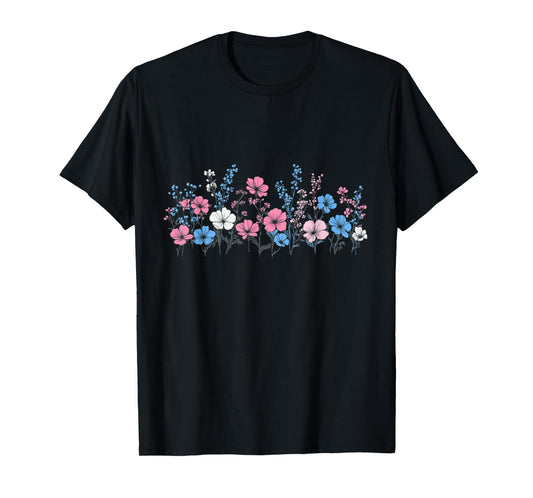 Transgender Flag Wildflower Trans Pride Floral Wild Flower T-Shirt