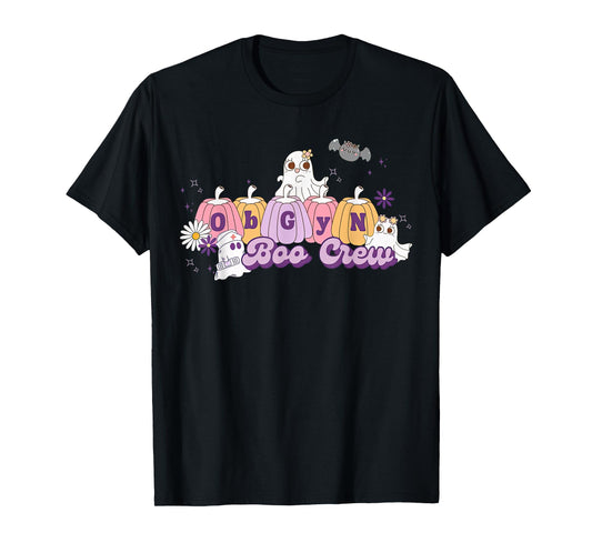 OBGYN Boo Crew Pumpkin Ghost Obstetrician Nurse Halloween T-Shirt