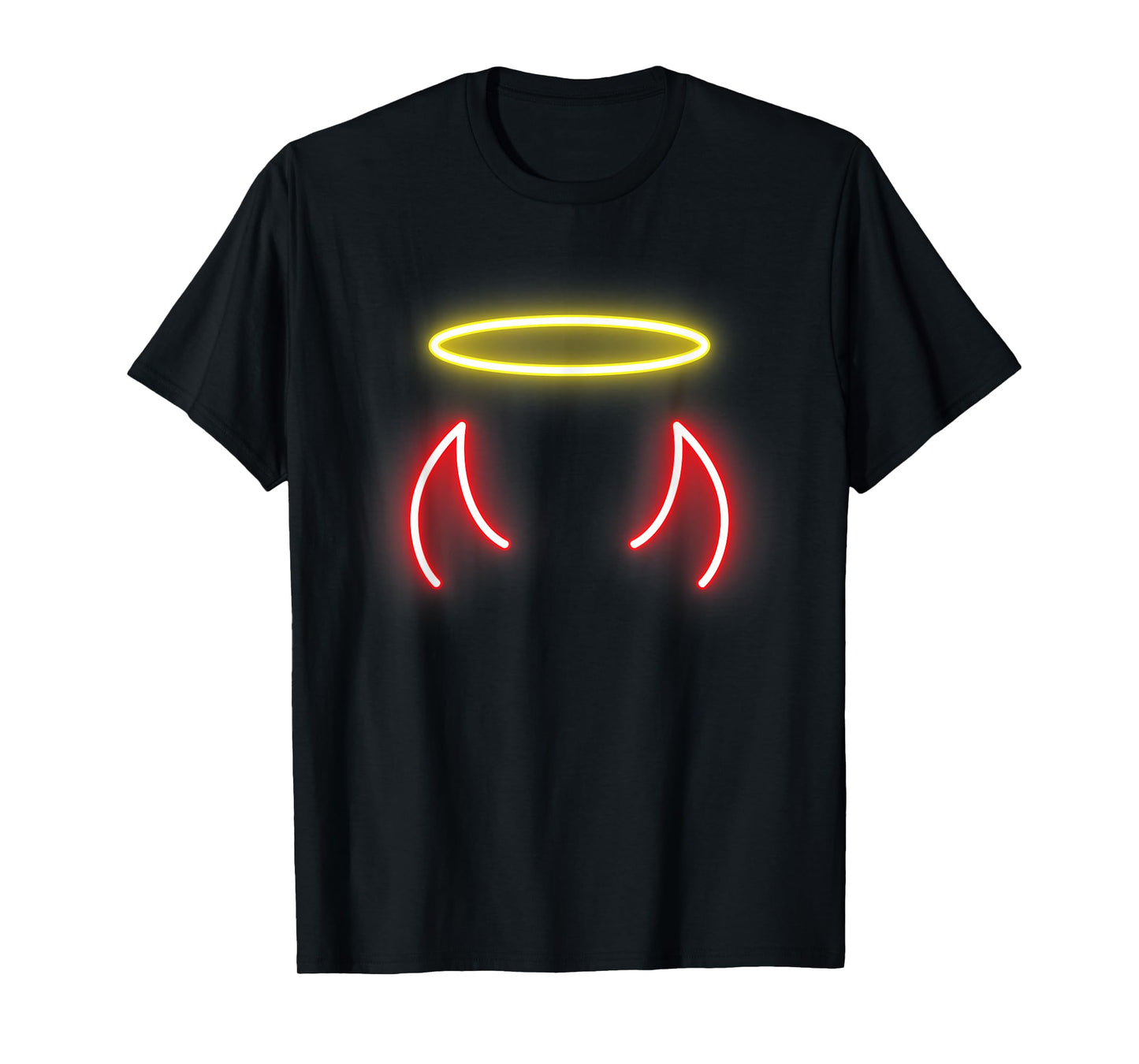 Cool Devil Horns Colorful with Angel Halo Ring Angel Ring T-Shirt