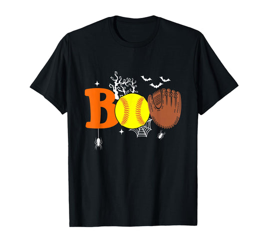 Boo Softball Halloween Spooky Halloween Softball Player T-Shirt