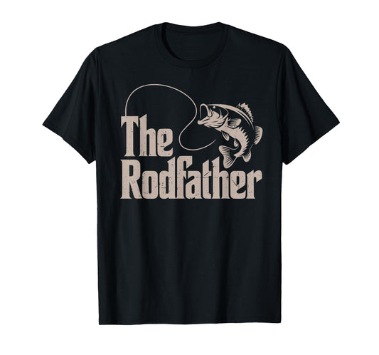 Rodfather Dad Fishing Gift from Daughter Son Funny Bass Fish T-Shirt