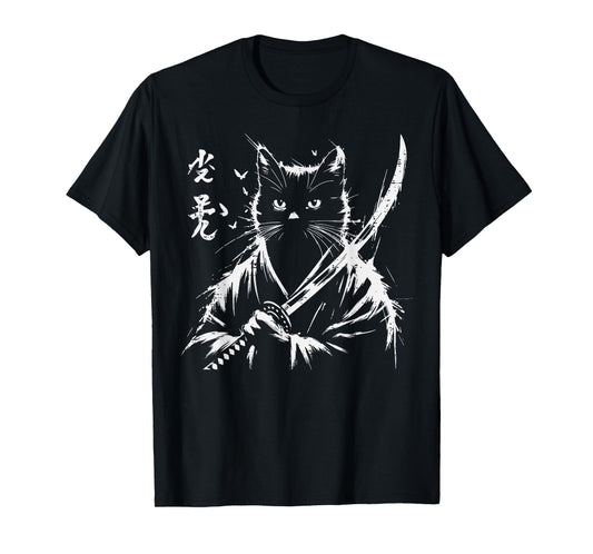 Samurai Cat Japanese Sword Kimono Warrior Art Men Women Kids T-Shirt